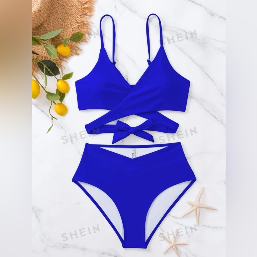 SHEIN Swim Vcay Summer Beach Solid Bikini Set